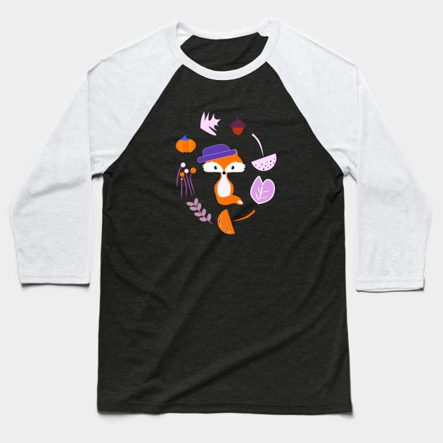 Cute fox in autumn Baseball T-Shirt by CocoDes